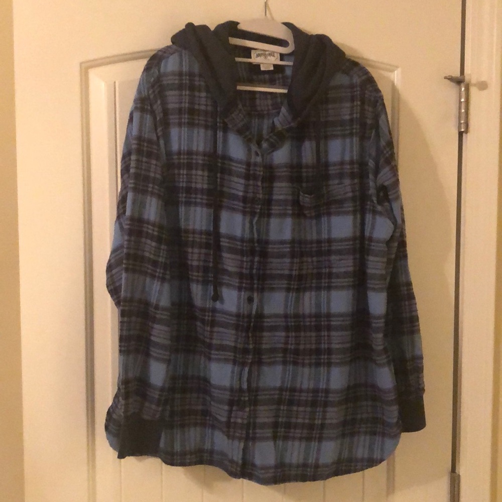 American Eagle XXL hooded button down flannel